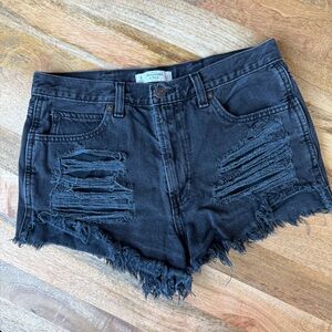 Abercrombie & Fitch Black Distressed Jean Shorts